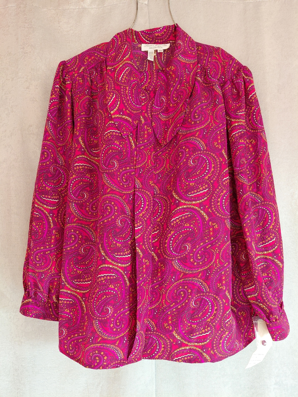 Laura & Jayne Two Plus Sz 18w  Bright Pink Paisley Blouse Vintage Style Top.